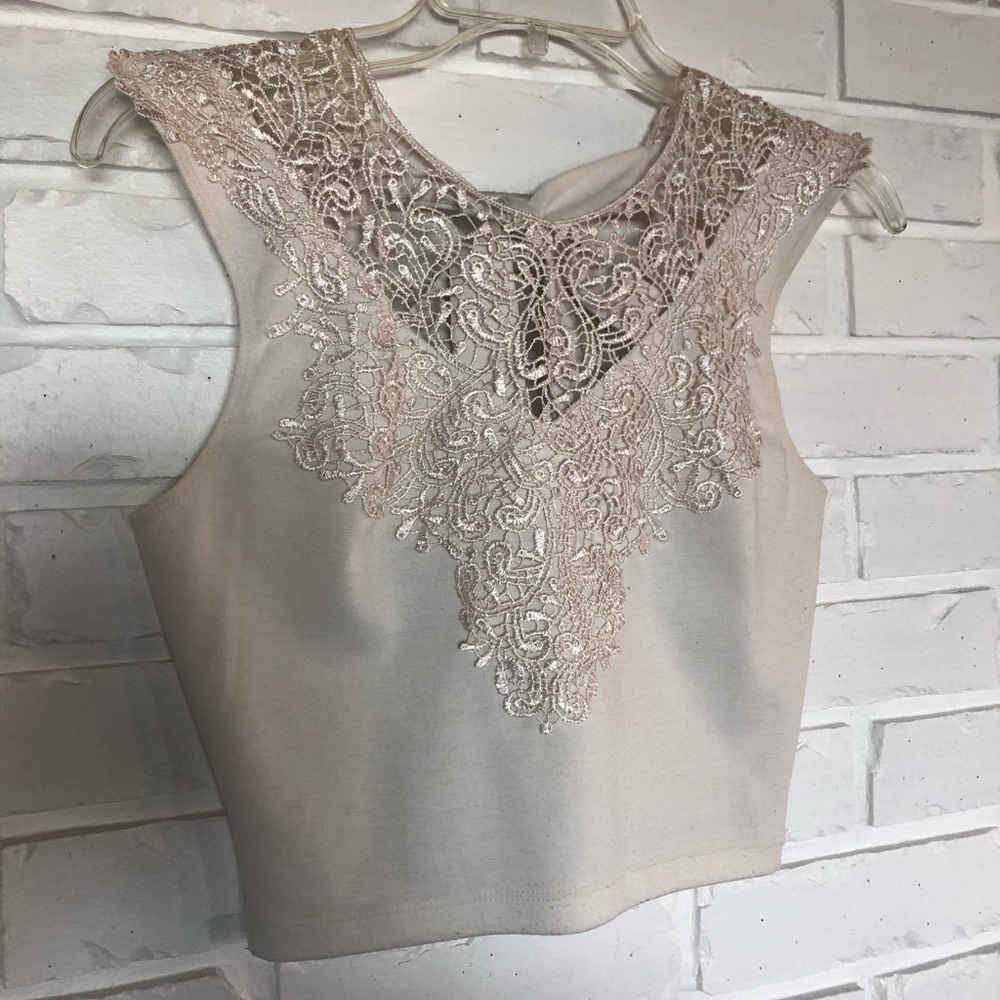 Size S Charlotte Russe white lace crop top